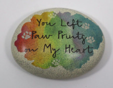 HBOT You left paw prints on my heart PET BEREAVEMENT stone figurine Ganz