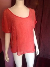 GORGEOUS ORANGE  TOP AQUA WITH  BEADING  NEW VERY HOT ORG PRICE 88.00$