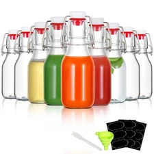 9 Pack 4oz Swing Top Glass Bottles Flip Top Glass Bottles with Airtight Caps