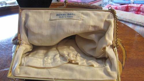 Vintage Micro Bead Silk Evening Bag ROYAL BAGS MADE IN FRANCE - Picture 8 of 9