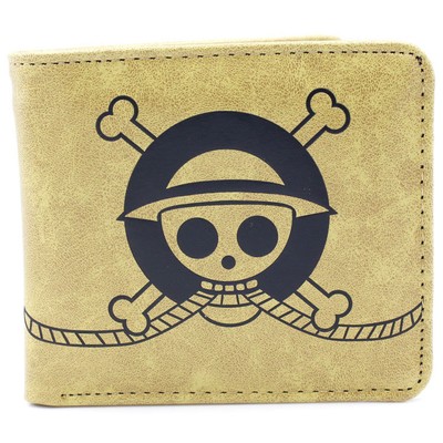 One Piece Pirates Flag Logo Skull Bifold Leather Wallet Card Holder Coin Purse