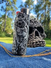 Horned Demon DEVIL Metal Lighter Case Cover Sleeve Fits Standard Bic Lighter