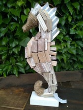  Driftwood Seahorse Ocean Sculpture Nautical Ornament Coastal Decorative Fish