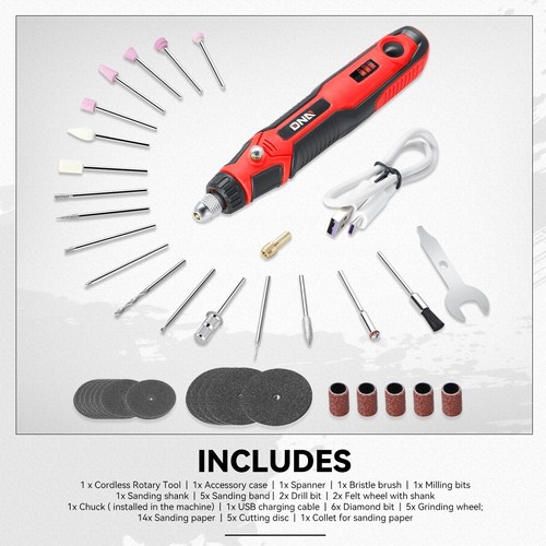 3.7V Power Rotary Cordlsess Mini Drill Grinder Muti-Tool Set w/47pcs Accessories - Picture 8 of 9