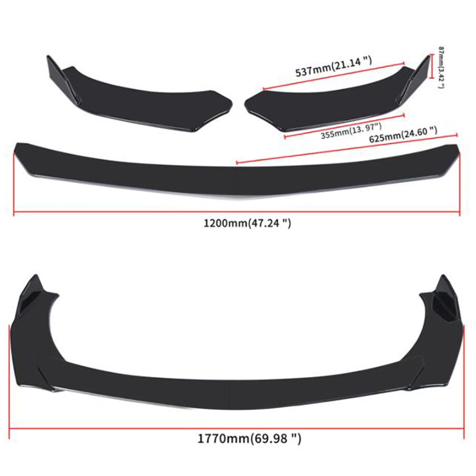 Front Bumper Lip Spoiler Splitter+Side Skirt+Rear Lip For Toyota Camry SE XSE Foto 3 de 4