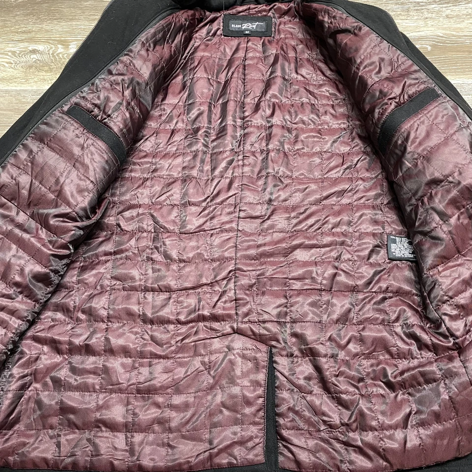 Jaqueta Masculina com Capuz Black Rivet Botões e Zíper Mescla de Lã Preta Tamanho Extra Grande - Imagem 4 de 4