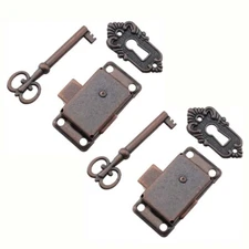 2x Furniture Cabinet Door Lock Set W/Key Antique Drawer Wardrobe Lock Decorative