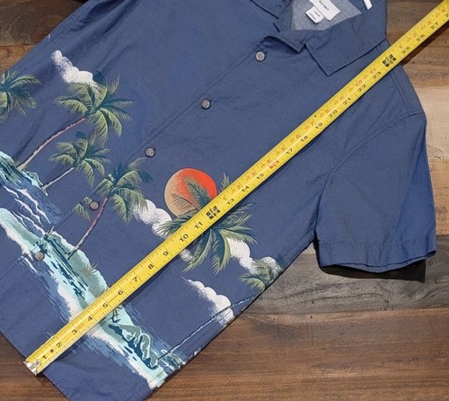 Old Navy Hawiian Palm Tree Sun Set Beach Print Button-Up Short Sleeve Boys 10-12 - Picture 4 of 6