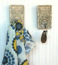 2 PC Old Vintage Hand Carved Wall Hanger Hook Unique Wooden Collectible
