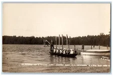 c1910's Dr. Sargent Girls Camp Rowboat Team Peterborough NH RPPC Photo Postcard