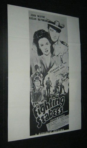 Original VIETNAM ERA 1960s Military Theatre Poster JOHN WAYNE FIGHTING SEABEES