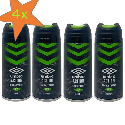 4x Umbro ACTION Men Deospray Männer Deodorant Deospray Bodyspray 4x150ml