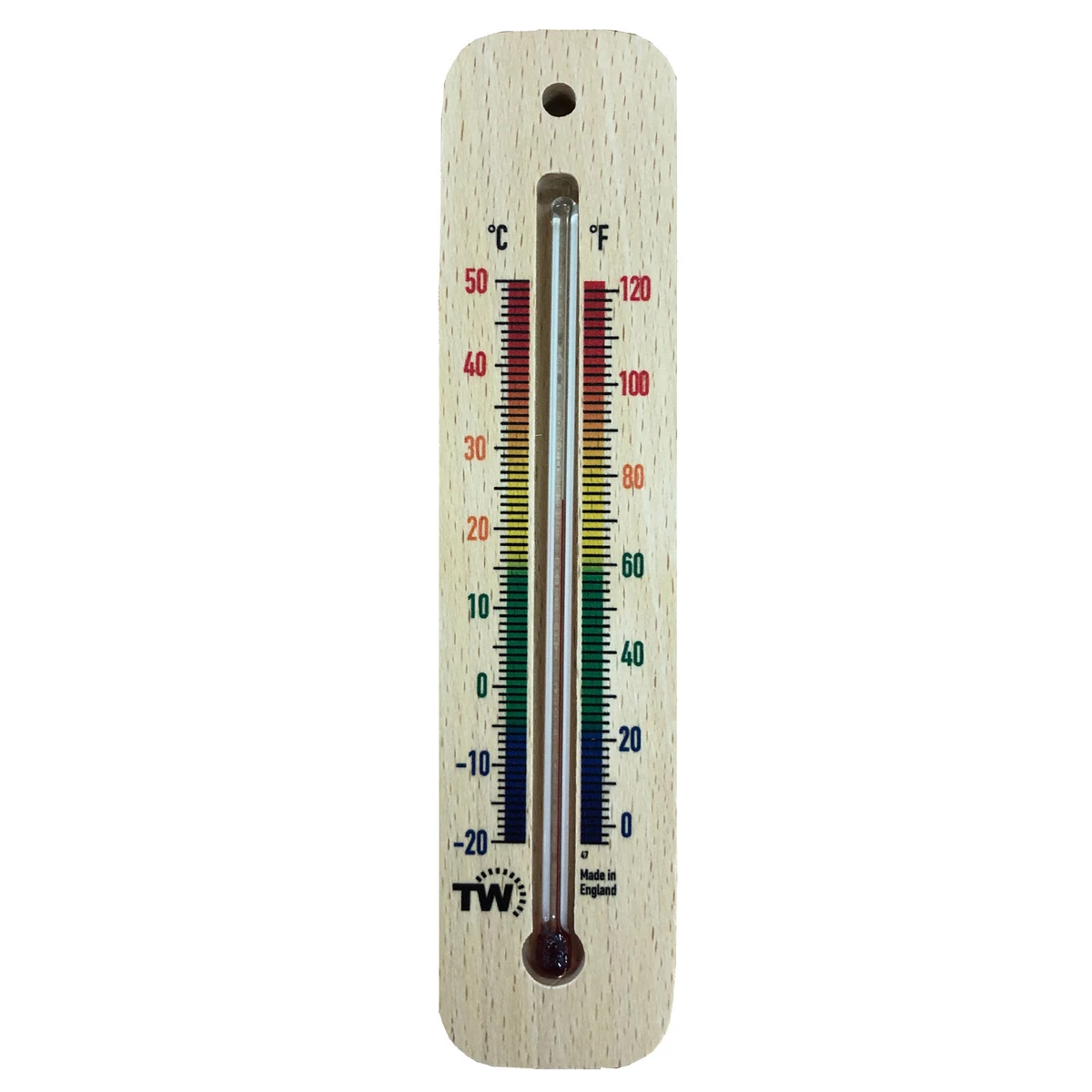 Wooden Room Thermometer 150mm Multi Coloured Print Home Office Shed IN 301