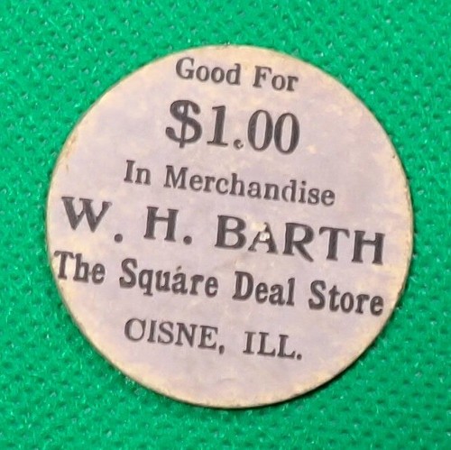 Cisne IL Trade Token - W. H. Barth - Good For $1. - Uniface - Nice #1047 - 第 1/2 張圖片