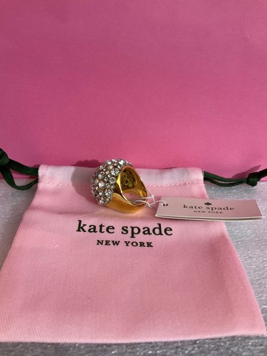 NWT Kate spade New York pick a pearl cocktail ring crystal gold plated size 5 - Picture 5 of 12