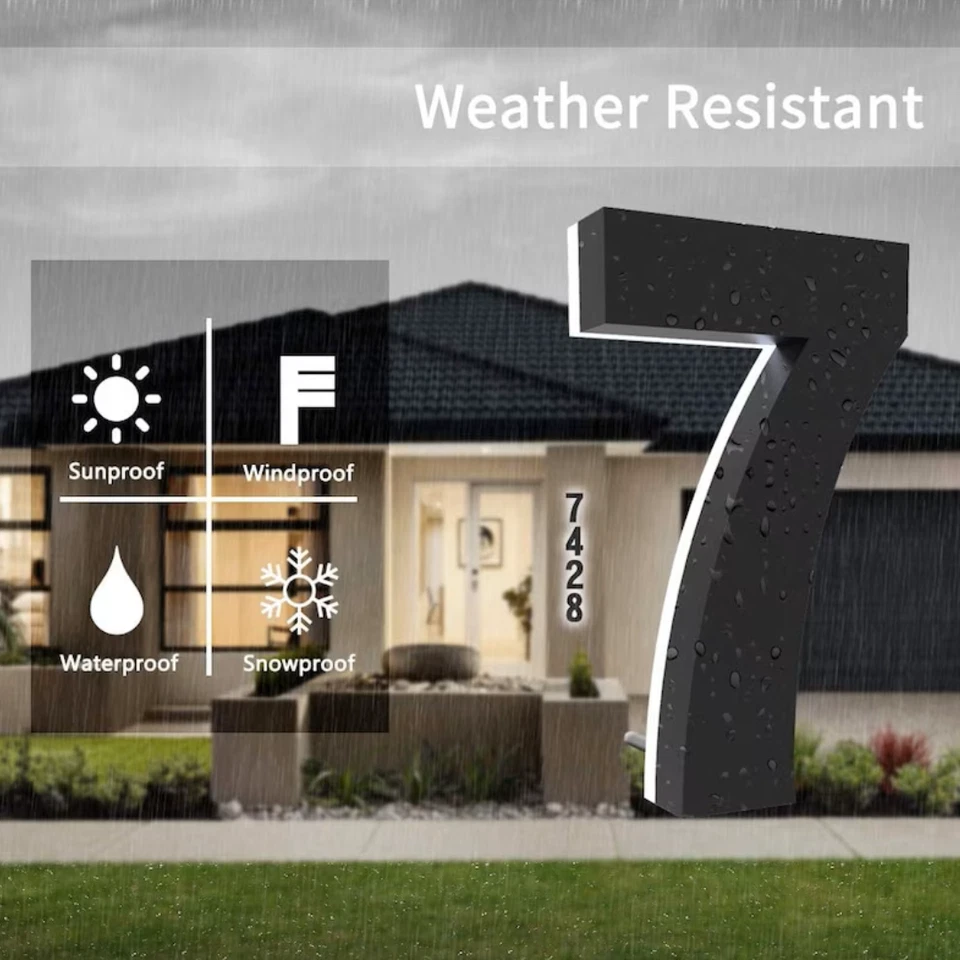 LED House Number Sign 3D Metal Back Lit Letter Stainless Steel Back Illuminated - Image 2 of 4