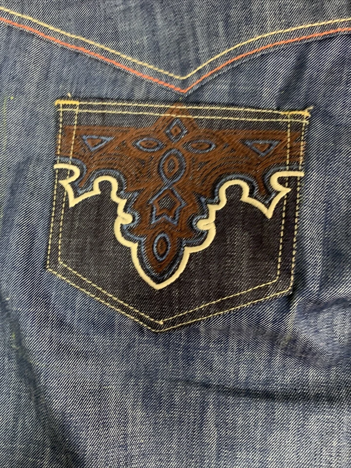 Jeans ANTIK para hombre talla 35 personalizados bordados e hilo hechos a mano Western Denim Jeans Foto 3 de 4