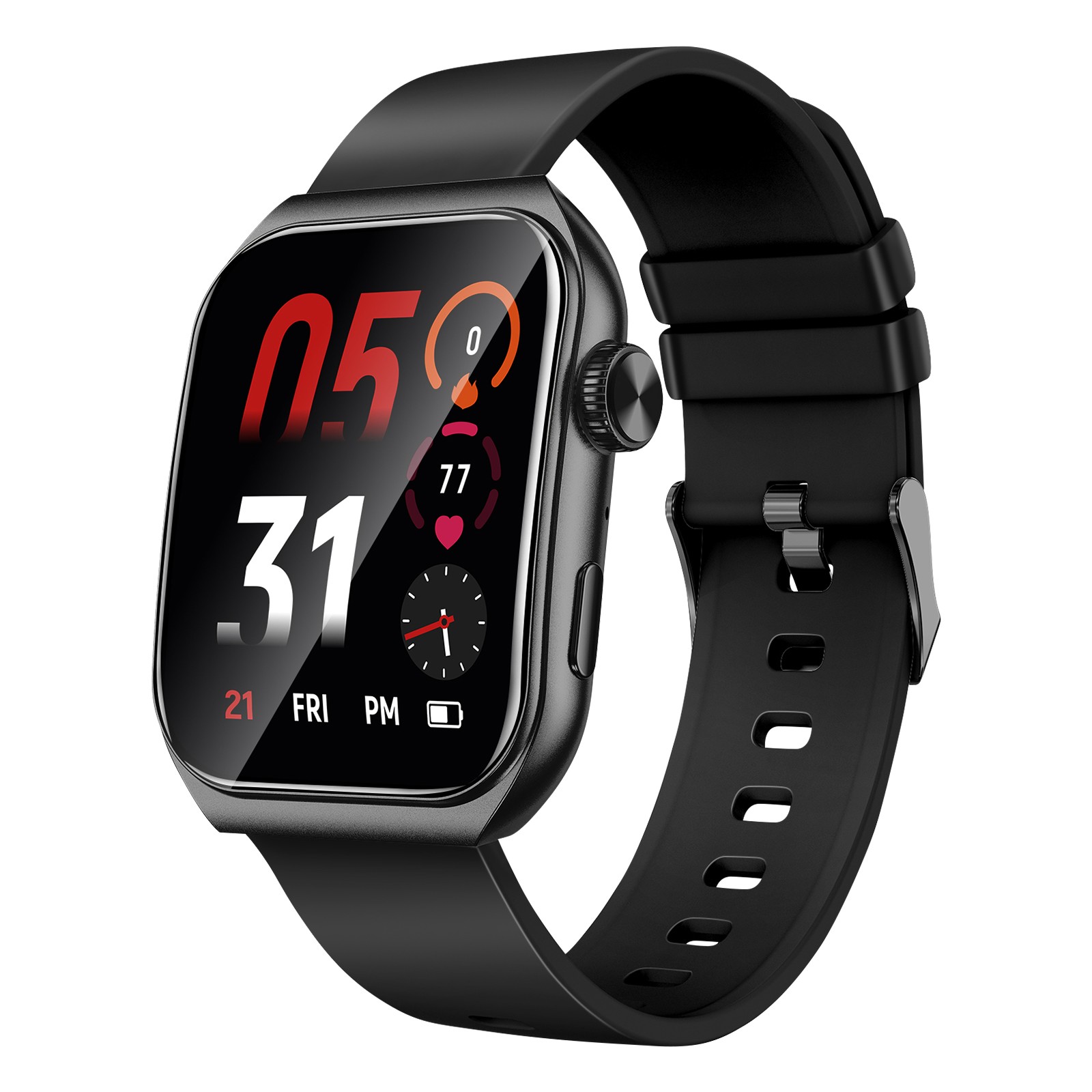 Montre connectee Akashi 1.85 pouce tactile noire avec suivi sante