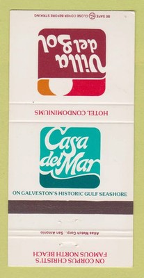 Matchbook Cover Villa Del Sol Casa Del Mar Galveston Corpus Christi TX 30 Strike