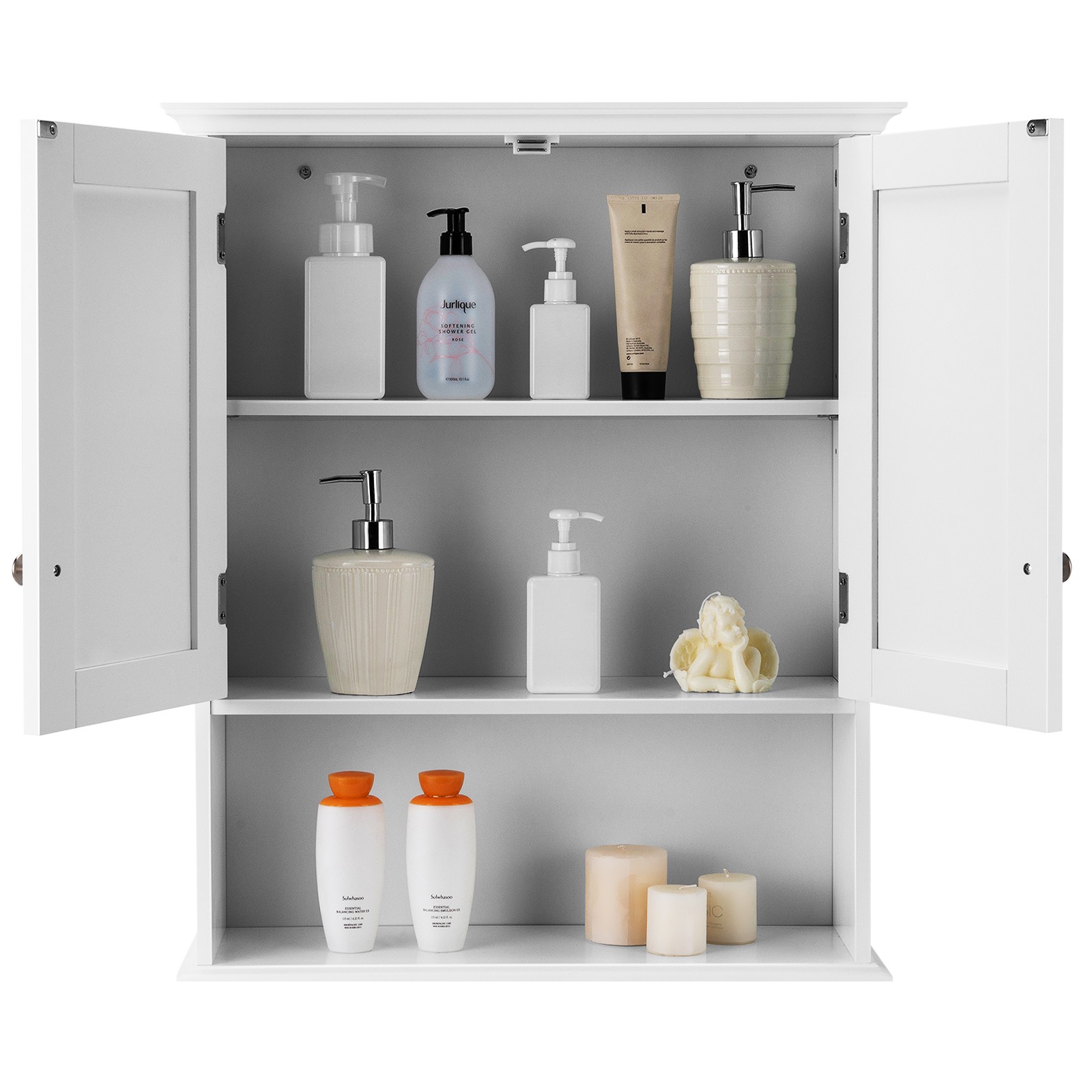 Costway Wall Mount Medicine Cabinet Bathroom Cabinet Storage Organizer White