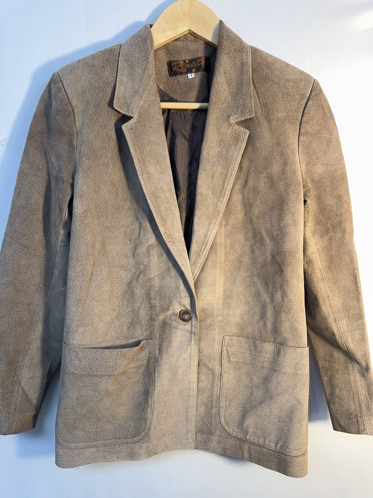 Renata New York Womens 4 Taupe Suede Blazer Jacket Lined Y2K