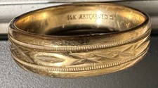 14K SOLID YELLOW GOLD RING SIZE 11, 6.93 GRAMS HALLMARK 14K ARTCARVED DESIGN