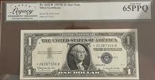 1957B -$1  SILVER CERTIFICATE NOTE,GRADED BY LEGACY GEM NEW 65 PPQ. Star ⭐️ note