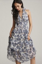 Anthropologie En Saison Womens Large Odessa Sleeveless Printed Tiered Midi Dress