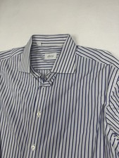 brioni mens dress shirt 44 M Luxury Italy Designer Blue Pinstripe