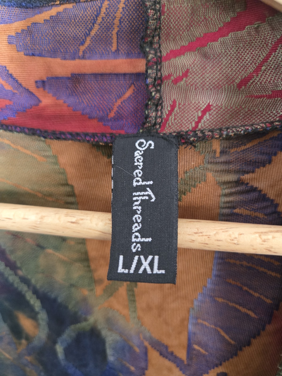 Sacred Threads Open Front Cape Jacket Abstarct Ja… - image 4