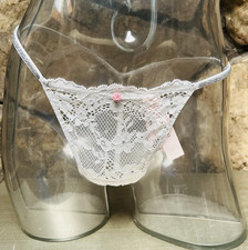 Victoria's Secret DREAM ANGELS Shine Strap V-STRING THONG Panty Sz M GRAY NWT 24