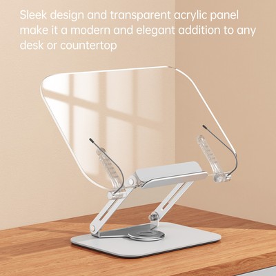 Bisofice Desktop Book Stand For Reading With 360° Rotating Base Transparent