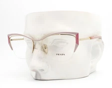 Prada Semi Rimless Eyeglasses VPR63Y 14A-1O1 Alabaster Pink Gold 54mm No Case