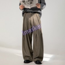 Pleated Drape Casual Trousers Men Autumn Loose Straight-leg Pants Retro Outwear