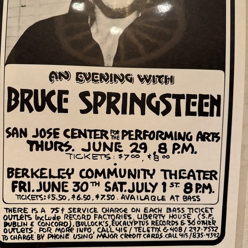 Bruce Springsteen 1978 Konzert Poster Randy Tuten 11x17 Berkeley Erstdruck neuwertig - Bild 7 von 8