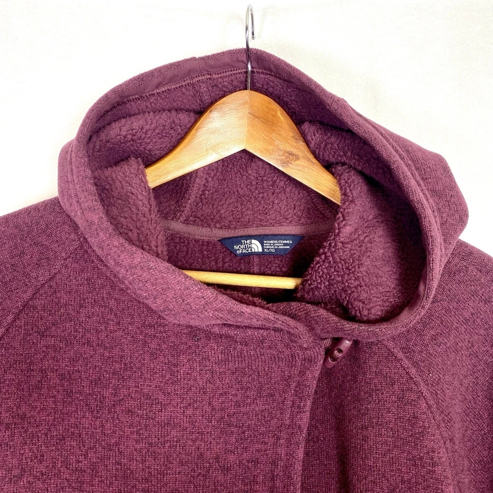 Jaqueta com capuz The North Face feminina XL envoltório crescente lã roxa aconchegante em excelente estado usado - Imagem 2 de 4