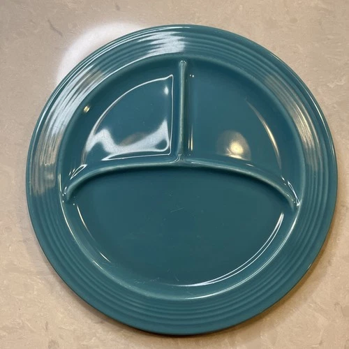 Homer Laughlin Fiesta Ware Turquoise Compartment Divided Grill 10 1/2” Plate