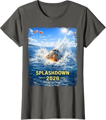 Splashdown 2026 Space Capsule Ocean Reentry Moon Ladies' Crewneck T-Shirt