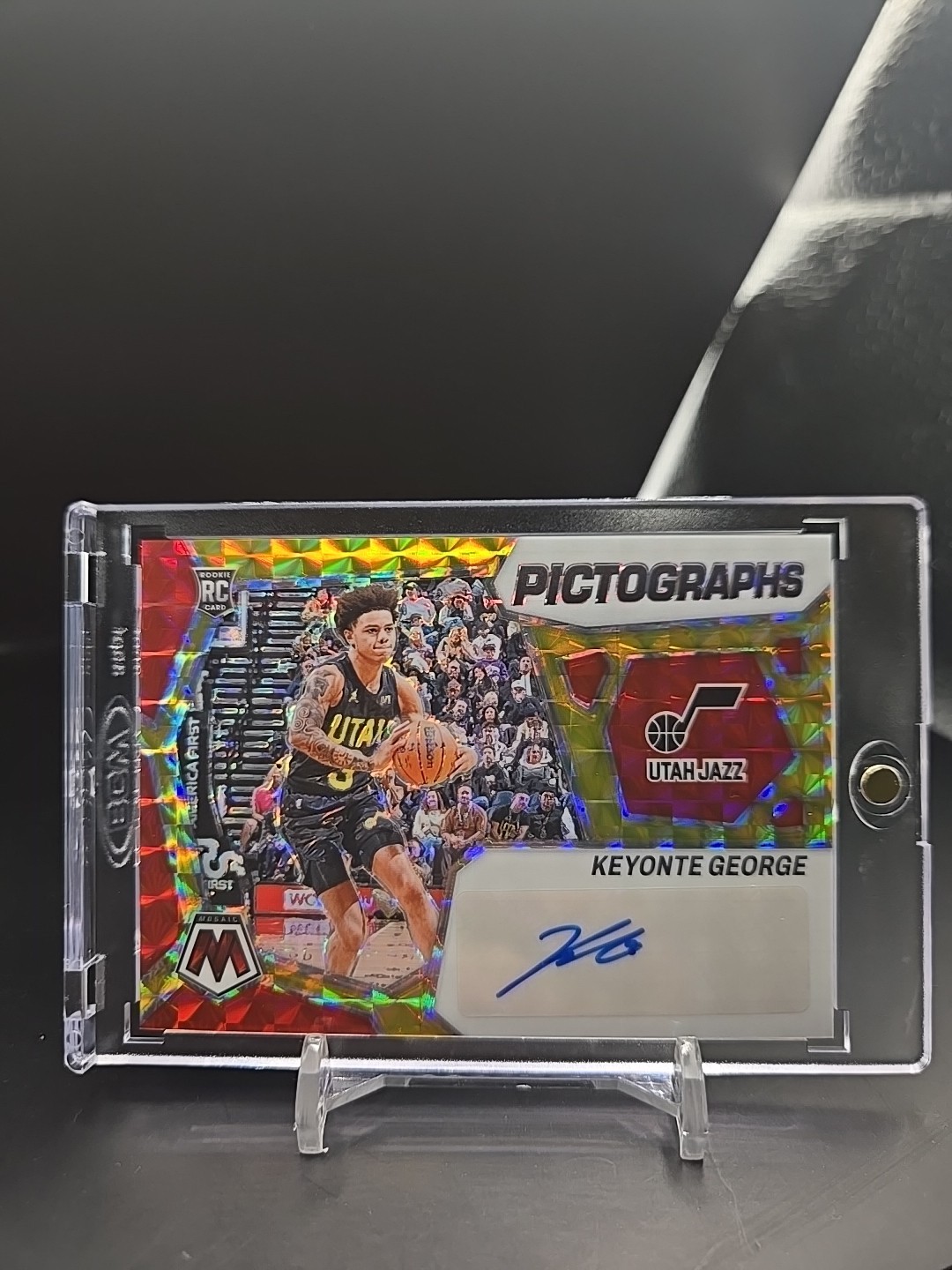 2023-24 Mosaic Choice KEYONTE GEORGE Rookie Pictographs Red Yellow Auto Jazz RC