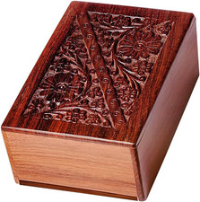 Wooden Urn Box for Human Ashes, Cremation Funeral Urns Hand Carving Decorative U