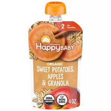 Happy Baby Organic Apples, Sweet Potatoes Granola Baby Food Pouch - 4Oz