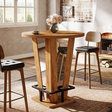 39.4" Round Bar Table Industrial High Top Cocktail Bistro Pub Table for Home Bar