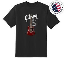 Gibson Les Paul Guitar T Shirt Black Cotton All Sizes Reprint SD21685