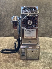 Crosley CR56-AB 1950's Style Payphone w/Push Button Technology-Silver-PREOWN