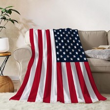 American Flag Large Throw Blanket Patriotic 4th of July Memorial Day Fourth o...
