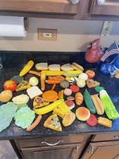 VTG 1980s Realistic Pretend Play Kitchen Food Lot Vegetables Fruit Fries Chicken