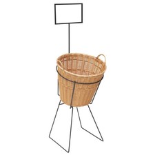 HUBERT Single Natural Wicker Basket Display Set - 17"L x 18"W x 51"H