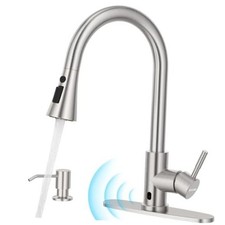 Touchless Kitchen Faucet with Pull-Down Sprayer, Kitchen Sink Brushed Nickel