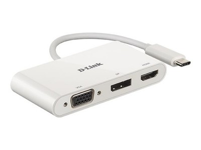 D-Link USB-C 3-Port Video Adapter mit HDMI & Displayport & VGA