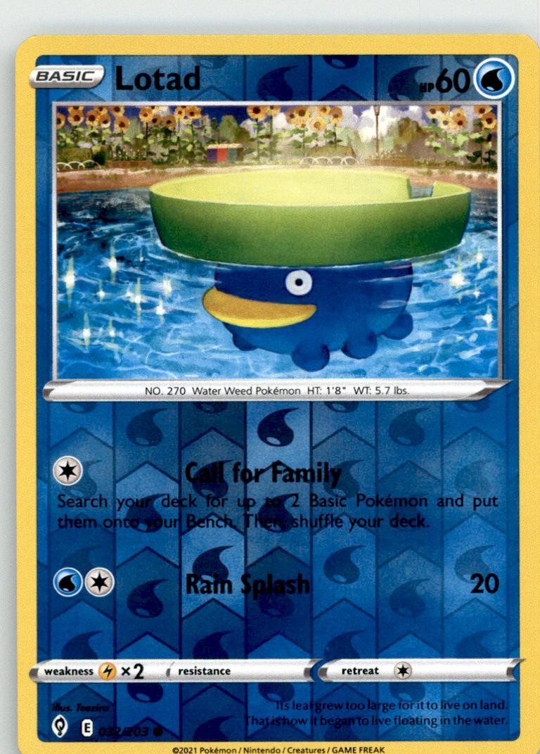 Lotad 032/203 Common Evolving Skies Pokemon Near Mint
